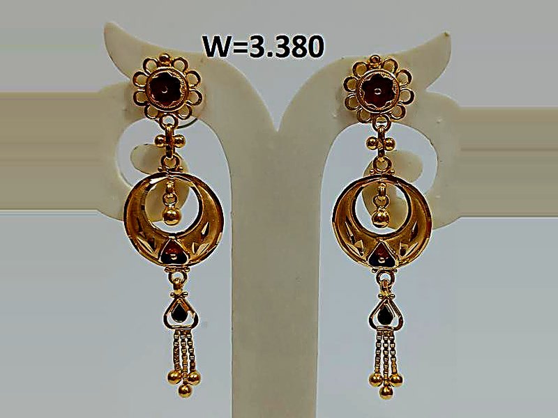 22KT Royal Chandbali Hanging Earrings (W=3.380g)