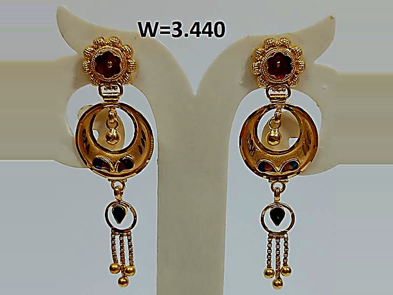 22KT Royal Meenakari Dangle Earrings (W=3.440g)